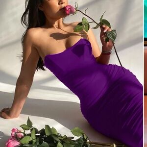 Fashion Nova Purple Strapless Bodycon Dress